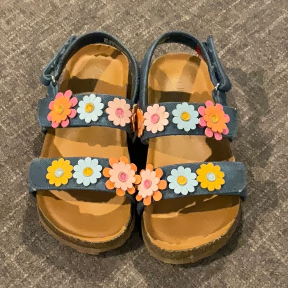 GUC Kids Floral Sandals - Blue with Multicolor Flowers